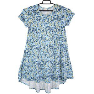 Womens LuLaRoe Simply Comfortable A-Line Dress Blue & Green Abstract Print XS